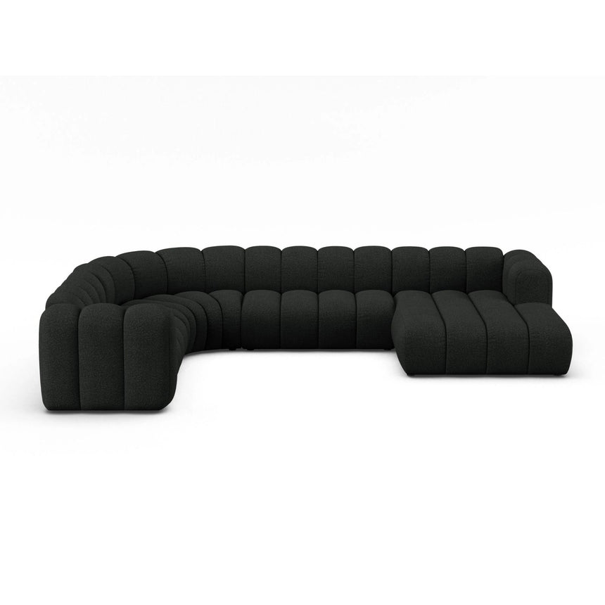Lupine Modulares 6-Sitzer Panoramasofa, Linke Seite, aus Boucle in Schwarz (Baloo 2082), 370x280 cm von Micadoni – Bild 1