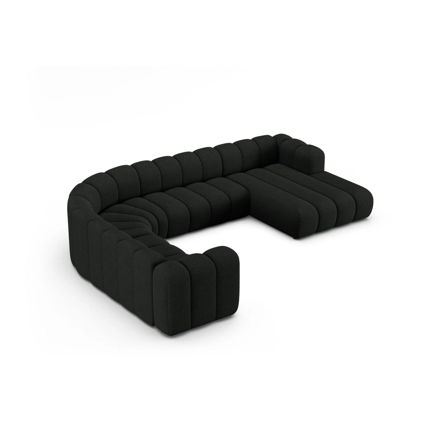 Lupine Modulares 6-Sitzer Panoramasofa, Linke Seite, aus Boucle in Schwarz (Baloo 2082), 370x280 cm von Micadoni – Bild 3