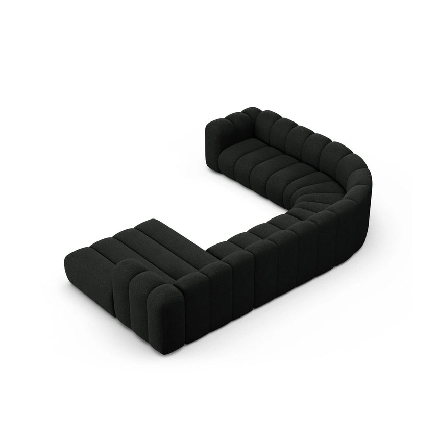 Lupine Modulares 6-Sitzer Panoramasofa, Linke Seite, aus Boucle in Schwarz (Baloo 2082), 370x280 cm von Micadoni – Bild 4