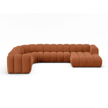 Lupine Modulares 6-Sitzer Panoramasofa, Linke Seite, aus Chenille in Brick (Eden 10 Terra), 370x280 cm von Micadoni – Bild 1