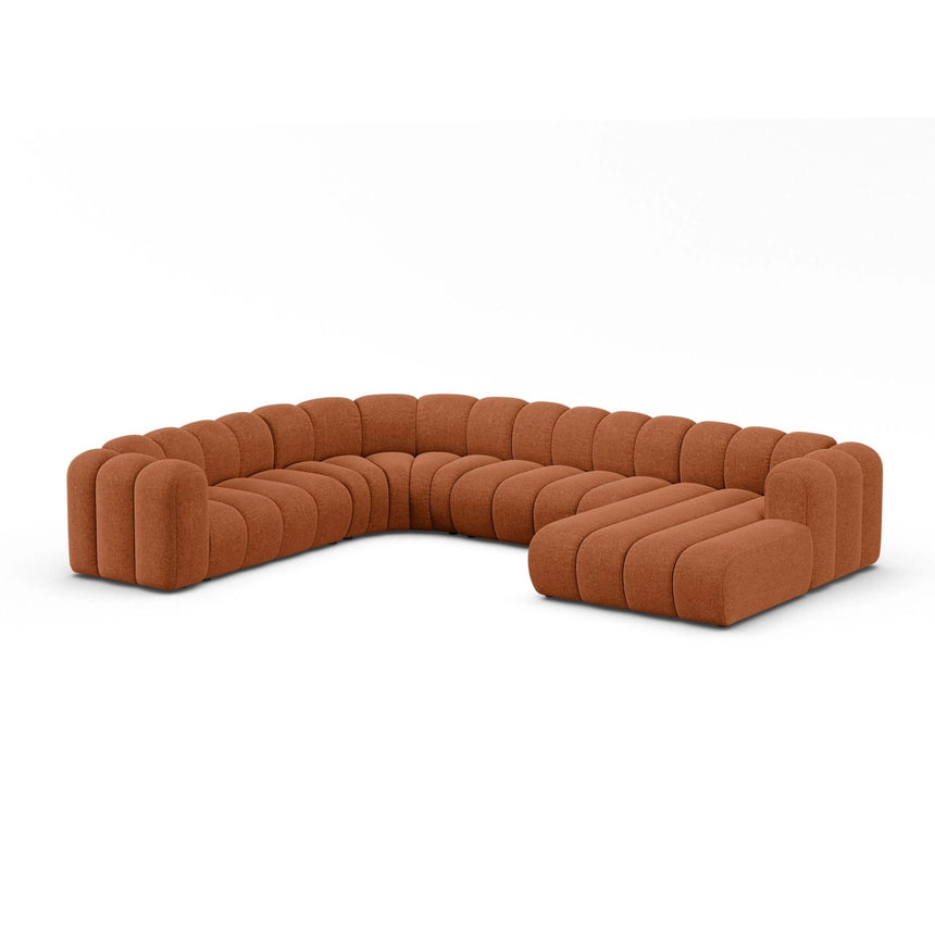 Lupine Modulares 6-Sitzer Panoramasofa, Linke Seite, aus Chenille in Brick (Eden 10 Terra), 370x280 cm von Micadoni – Bild 2