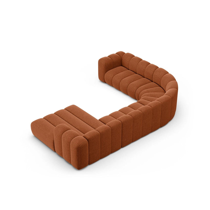 Lupine Modulares 6-Sitzer Panoramasofa, Linke Seite, aus Chenille in Brick (Eden 10 Terra), 370x280 cm von Micadoni – Bild 4