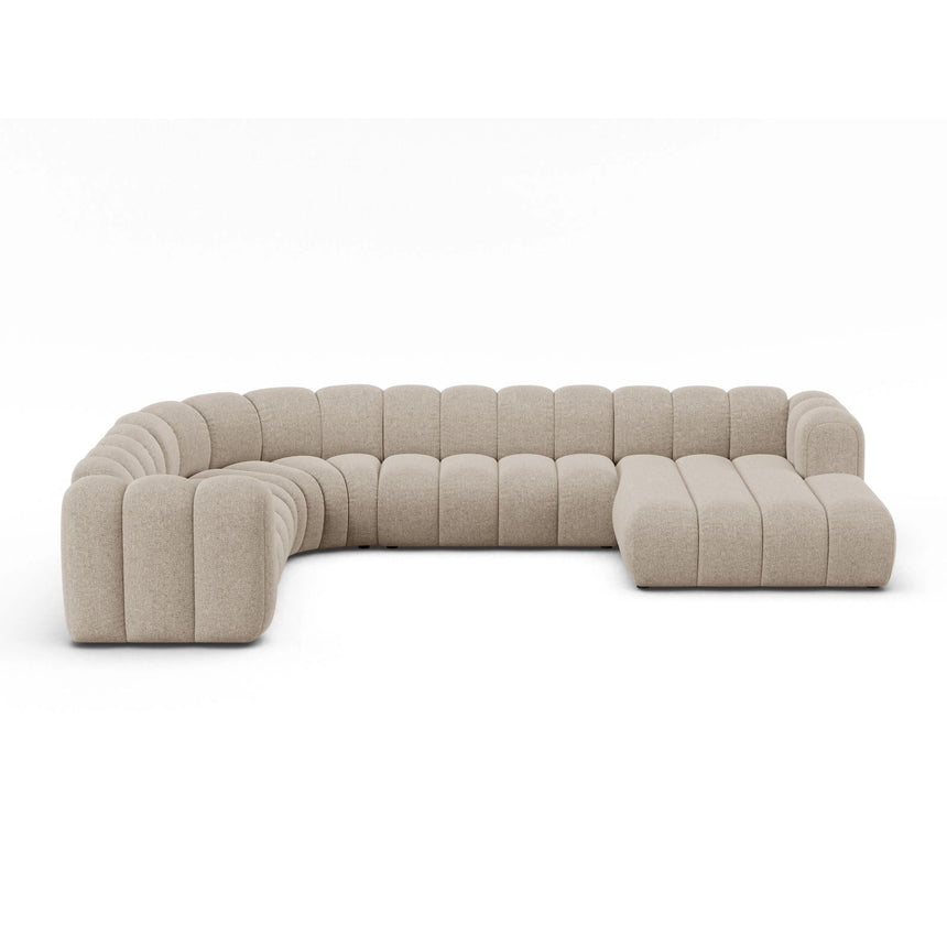 Lupine Modulares 6-Sitzer Panoramasofa, Linke Seite, aus Chenille in Dunkelbeige (Eden 4 Beige), 370x280 cm von Micadoni – Bild 1