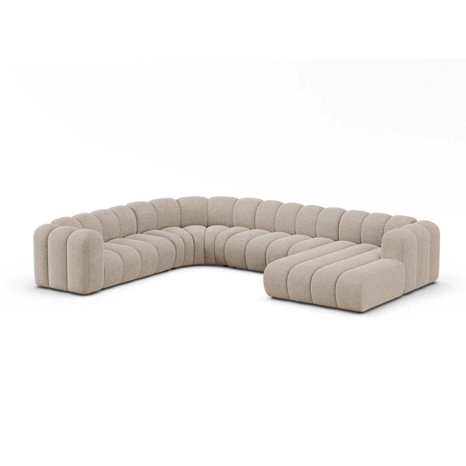Lupine Modulares 6-Sitzer Panoramasofa, Linke Seite, aus Chenille in Dunkelbeige (Eden 4 Beige), 370x280 cm von Micadoni – Bild 2