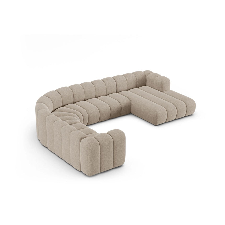 Lupine Modulares 6-Sitzer Panoramasofa, Linke Seite, aus Chenille in Dunkelbeige (Eden 4 Beige), 370x280 cm von Micadoni – Bild 3
