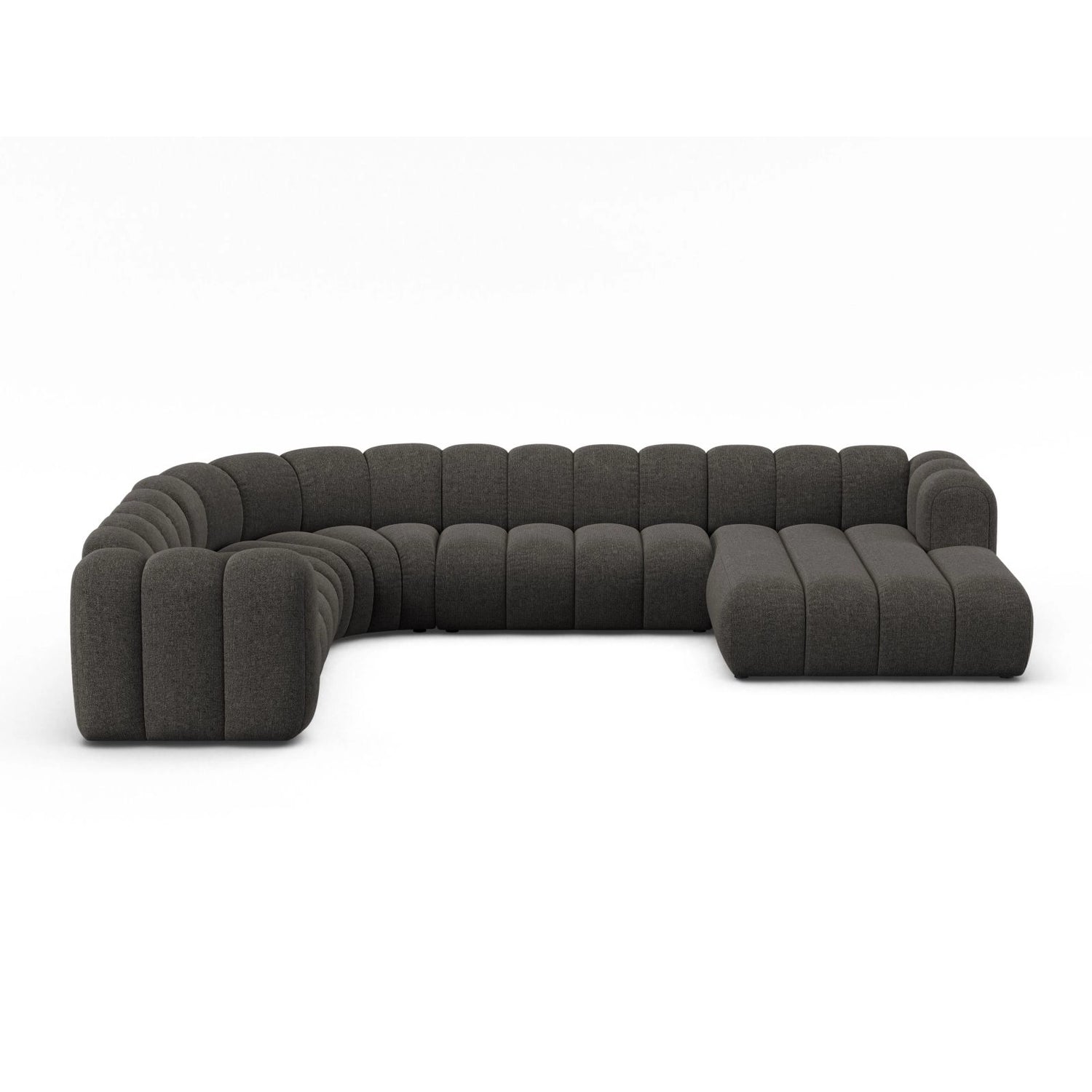 Lupine Modulares 6-Sitzer Panoramasofa, Linke Seite, aus Chenille in Dunkelgrau (Eden 20 Graphite), 370x280 cm von Micadoni – Bild 1