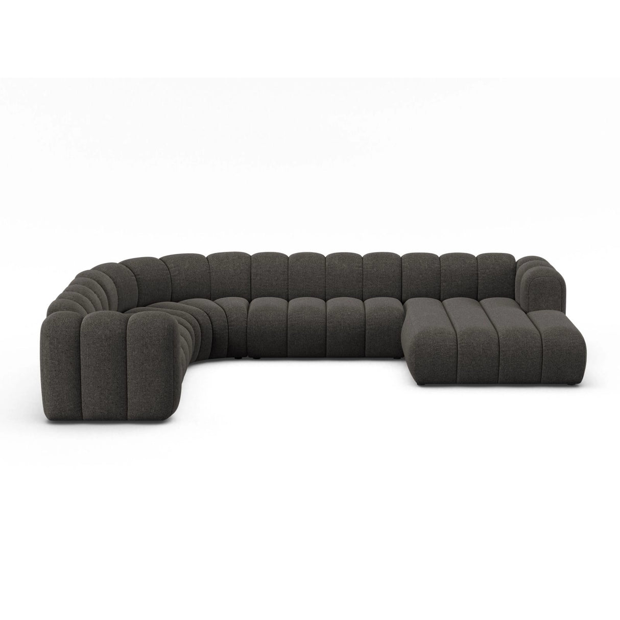 Lupine Modulares 6-Sitzer Panoramasofa, Linke Seite, aus Chenille in Dunkelgrau (Eden 20 Graphite), 370x280 cm von Micadoni – Bild 1