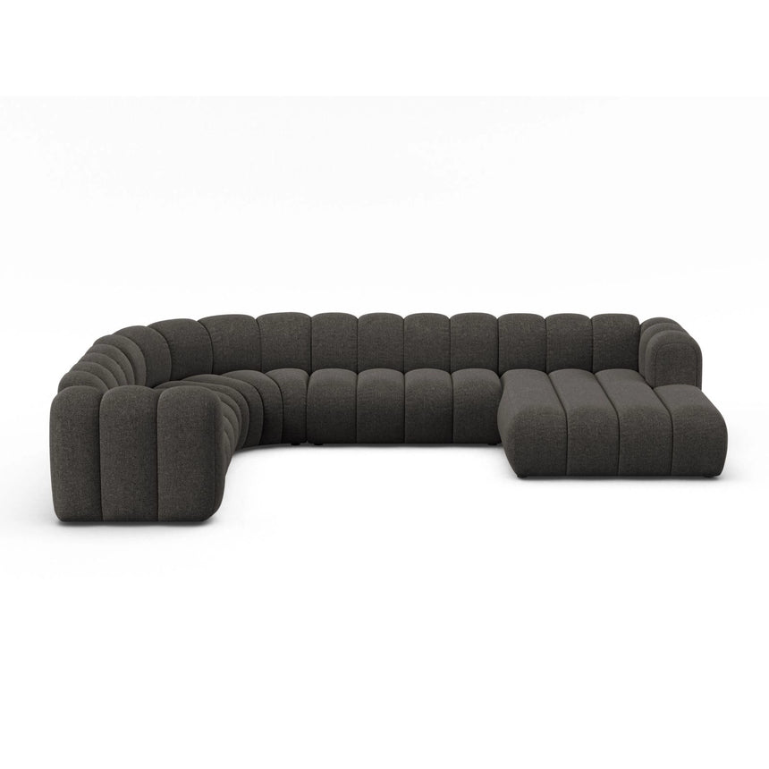 Lupine Modulares 6-Sitzer Panoramasofa, Linke Seite, aus Chenille in Dunkelgrau (Eden 20 Graphite), 370x280 cm von Micadoni – Bild 1