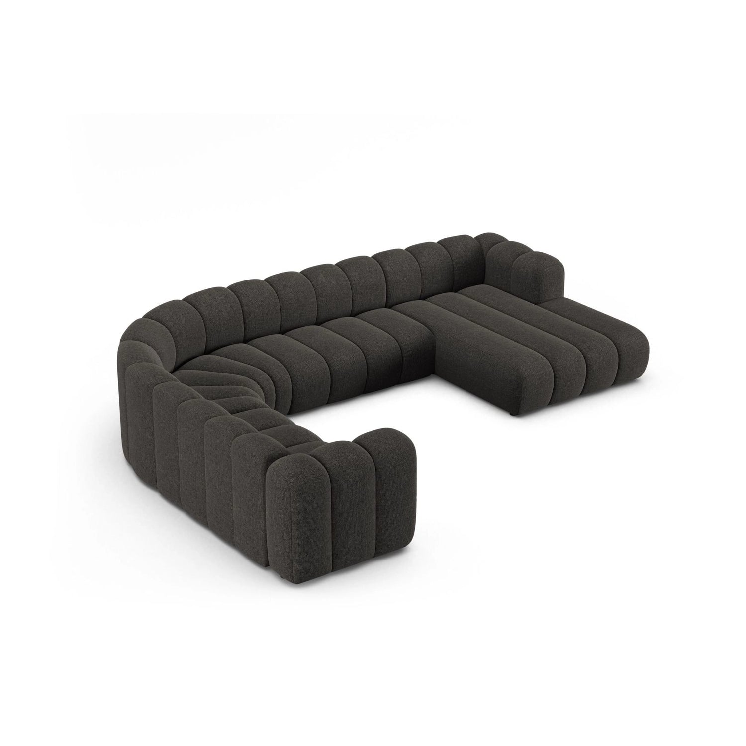 Lupine Modulares 6-Sitzer Panoramasofa, Linke Seite, aus Chenille in Dunkelgrau (Eden 20 Graphite), 370x280 cm von Micadoni – Bild 3