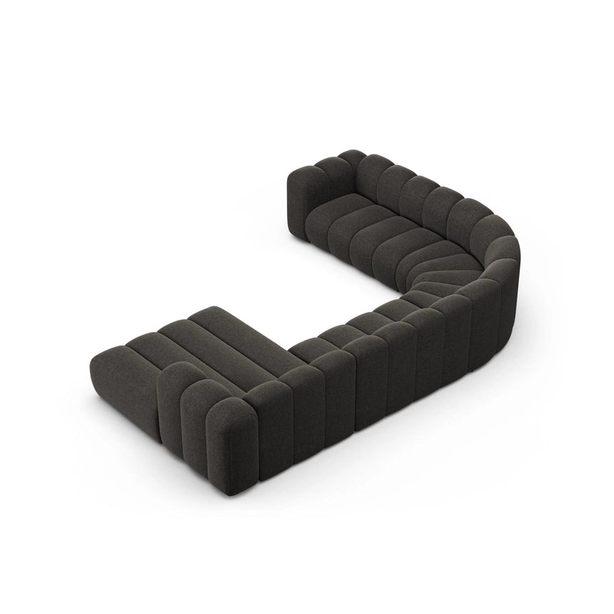 Lupine Modulares 6-Sitzer Panoramasofa, Linke Seite, aus Chenille in Dunkelgrau (Eden 20 Graphite), 370x280 cm von Micadoni – Bild 4