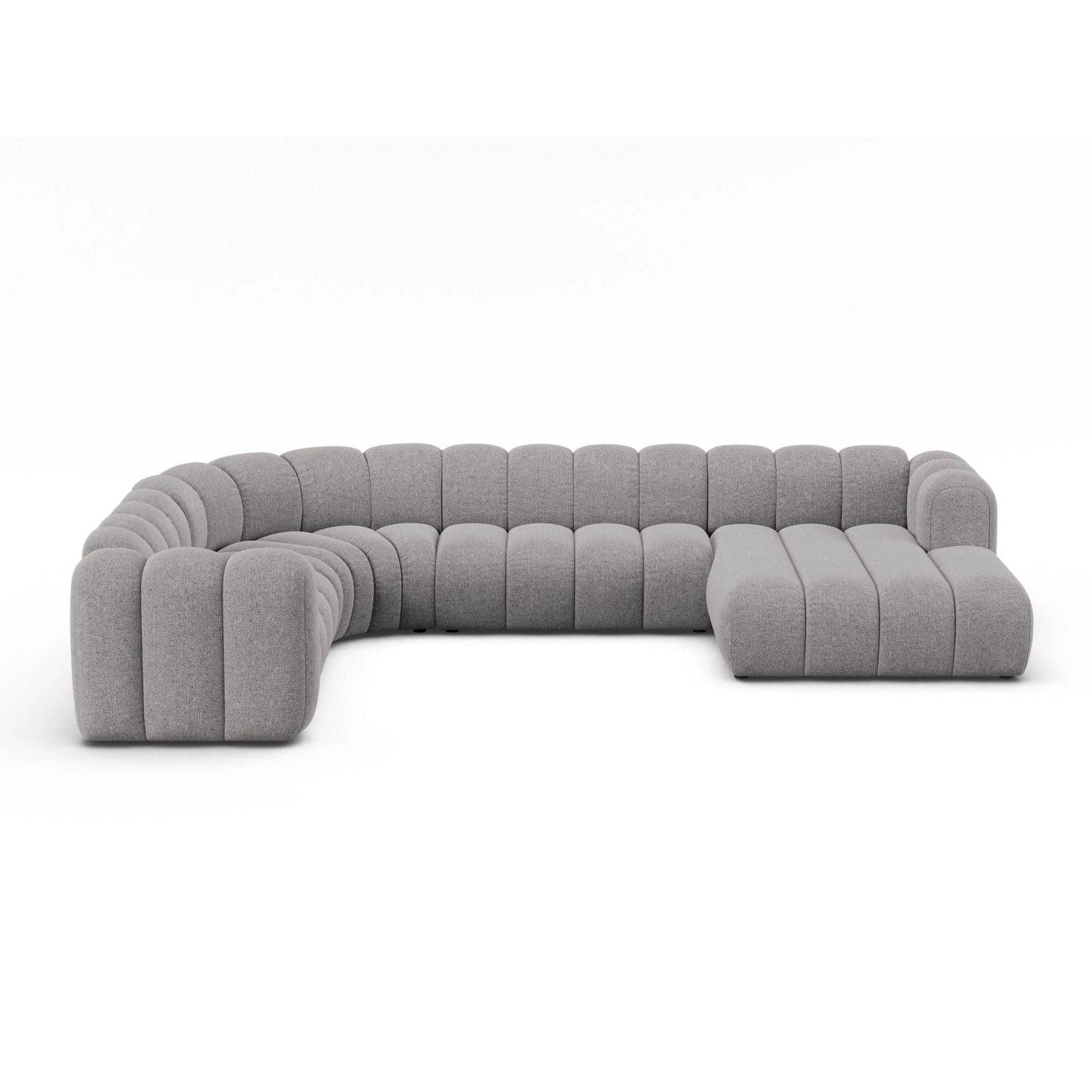 Lupine Modulares 6-Sitzer Panoramasofa, Linke Seite, aus Chenille in Hellgrau (Eden 18 Grey), 370x280 cm von Micadoni – Bild 1