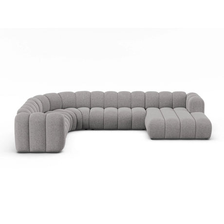 Lupine Modulares 6-Sitzer Panoramasofa, Linke Seite, aus Chenille in Hellgrau (Eden 18 Grey), 370x280 cm von Micadoni – Bild 1