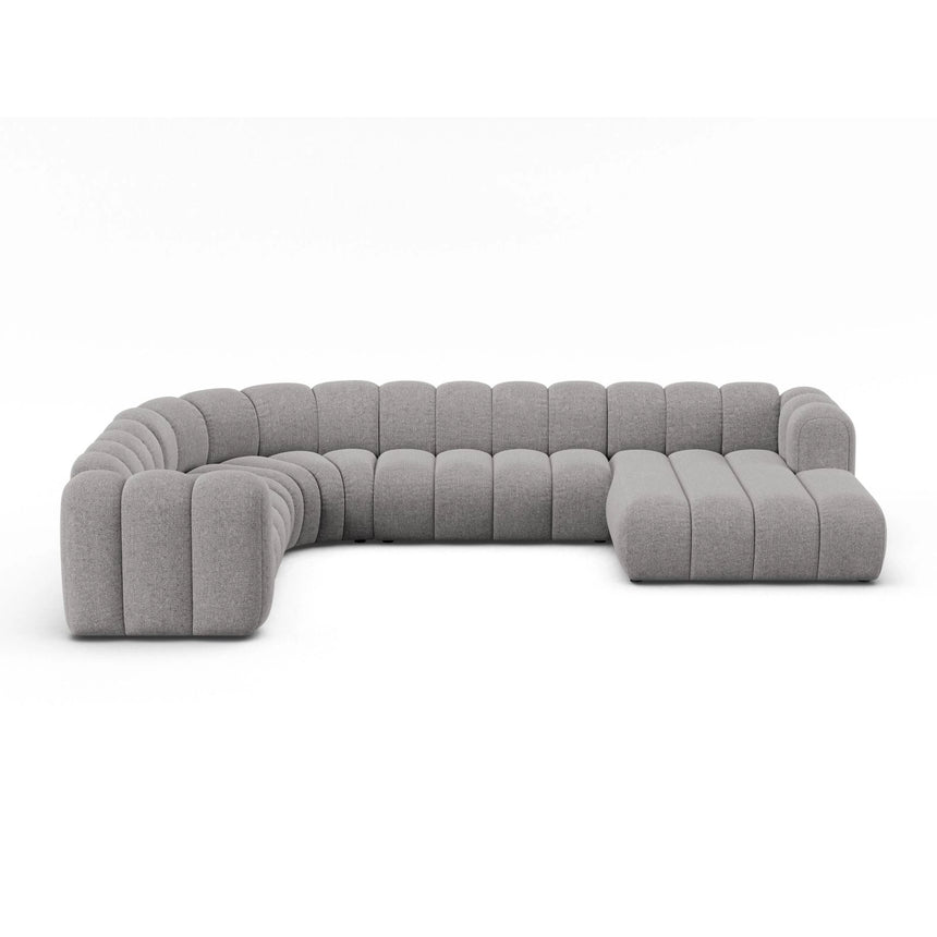 Lupine Modulares 6-Sitzer Panoramasofa, Linke Seite, aus Chenille in Hellgrau (Eden 18 Grey), 370x280 cm von Micadoni – Bild 1