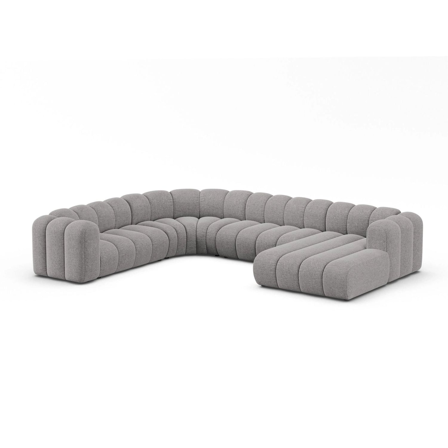Lupine Modulares 6-Sitzer Panoramasofa, Linke Seite, aus Chenille in Hellgrau (Eden 18 Grey), 370x280 cm von Micadoni – Bild 2