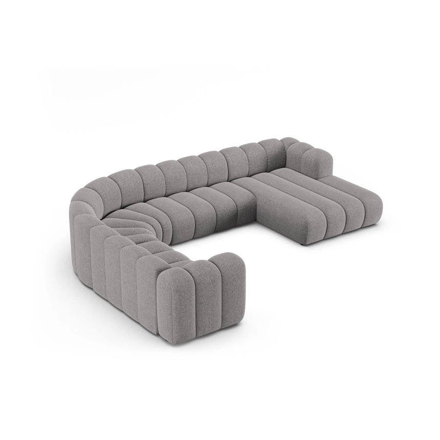 Lupine Modulares 6-Sitzer Panoramasofa, Linke Seite, aus Chenille in Hellgrau (Eden 18 Grey), 370x280 cm von Micadoni – Bild 3