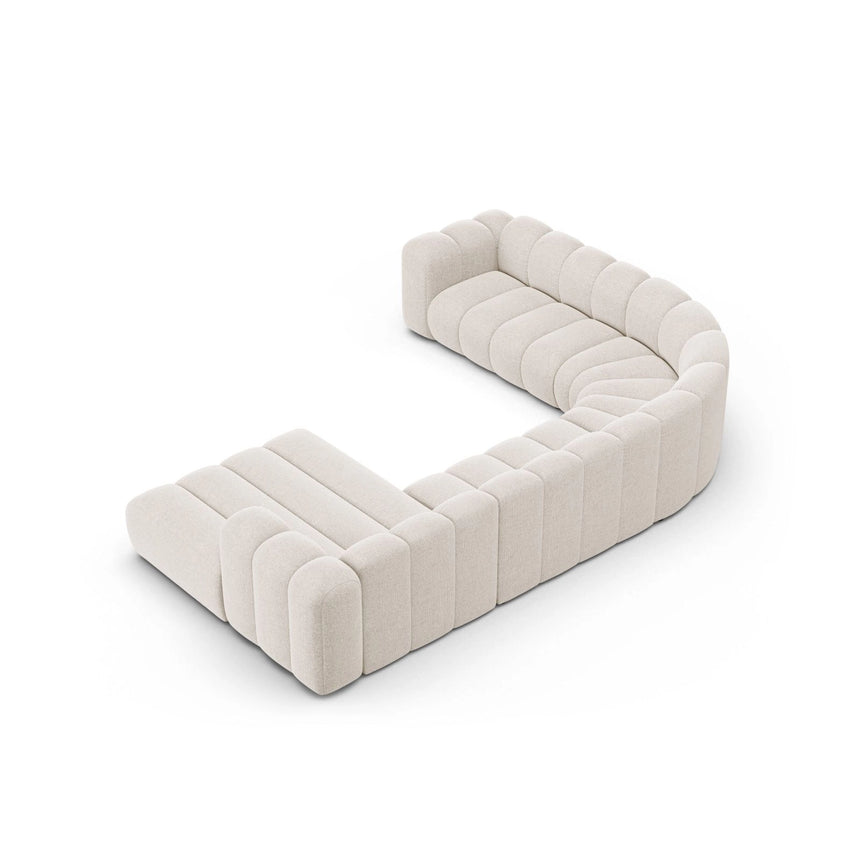 Lupine Modulares 6-Sitzer Panoramasofa, Linke Seite, aus Chenille in Leichtes Beige (Eden 2 Pearl), 370x280 cm von Micadoni – Bild 4