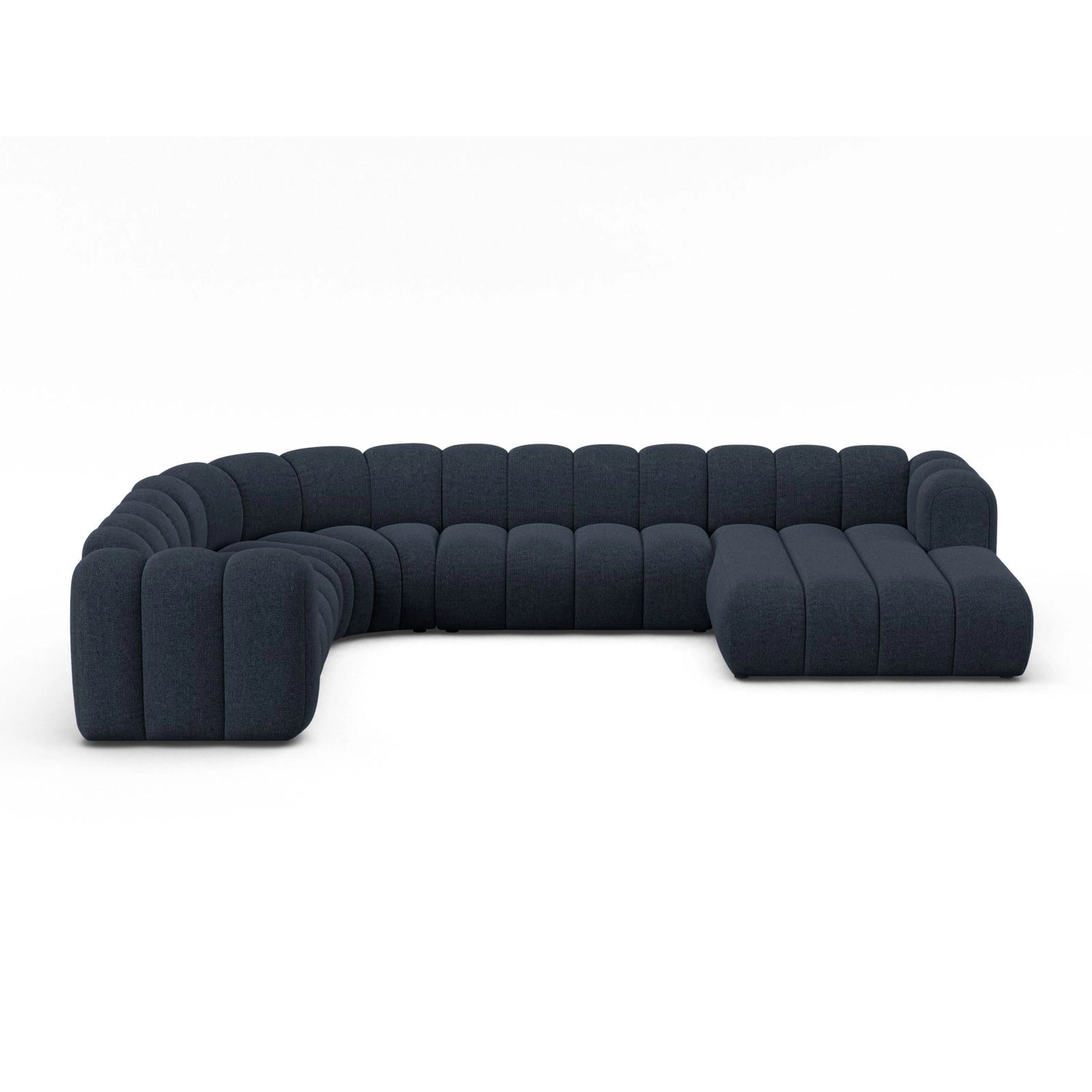 Lupine Modulares 6-Sitzer Panoramasofa, Linke Seite, aus Chenille in Marineblau (Eden 16 Deep Blue), 370x280 cm von Micadoni – Bild 1