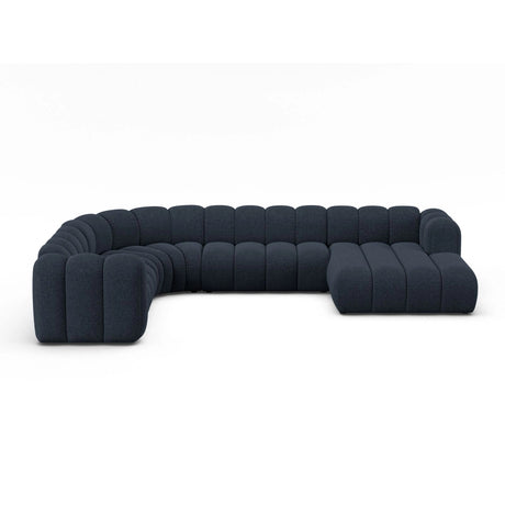 Lupine Modulares 6-Sitzer Panoramasofa, Linke Seite, aus Chenille in Marineblau (Eden 16 Deep Blue), 370x280 cm von Micadoni – Bild 1