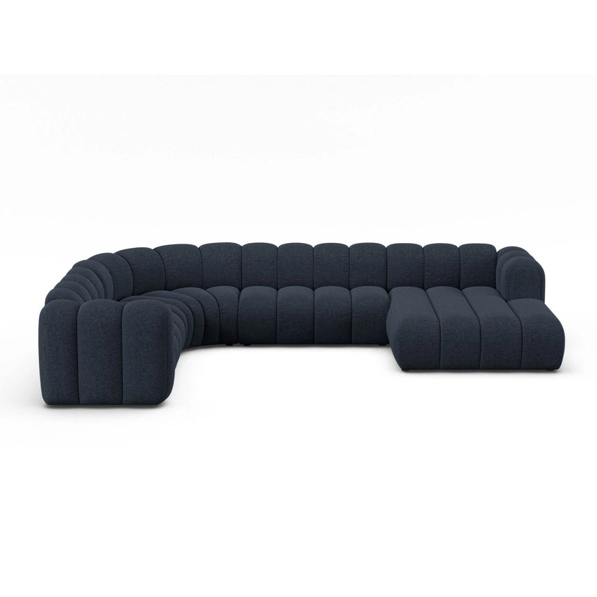Lupine Modulares 6-Sitzer Panoramasofa, Linke Seite, aus Chenille in Marineblau (Eden 16 Deep Blue), 370x280 cm von Micadoni – Bild 1