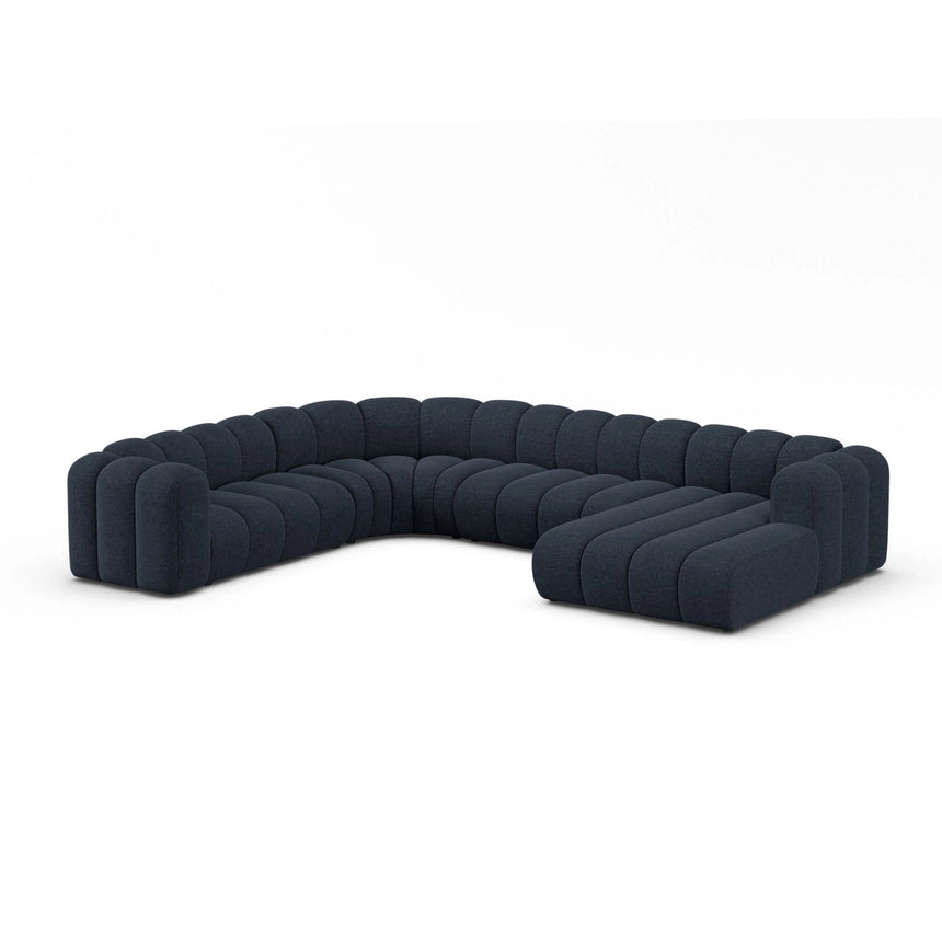 Lupine Modulares 6-Sitzer Panoramasofa, Linke Seite, aus Chenille in Marineblau (Eden 16 Deep Blue), 370x280 cm von Micadoni – Bild 2