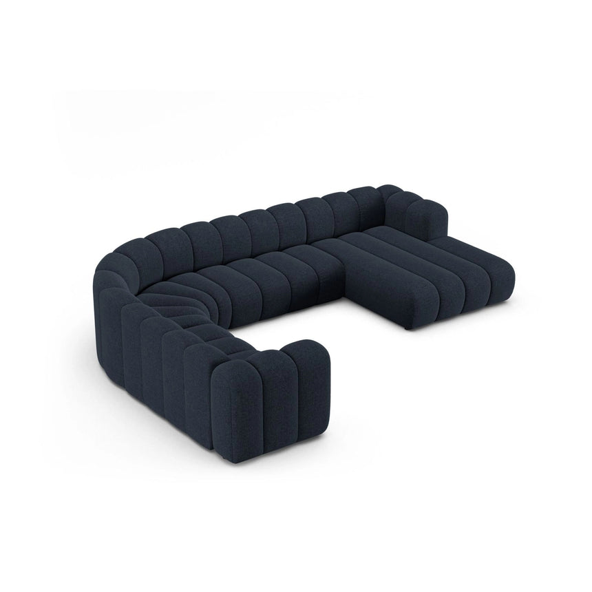 Lupine Modulares 6-Sitzer Panoramasofa, Linke Seite, aus Chenille in Marineblau (Eden 16 Deep Blue), 370x280 cm von Micadoni – Bild 3