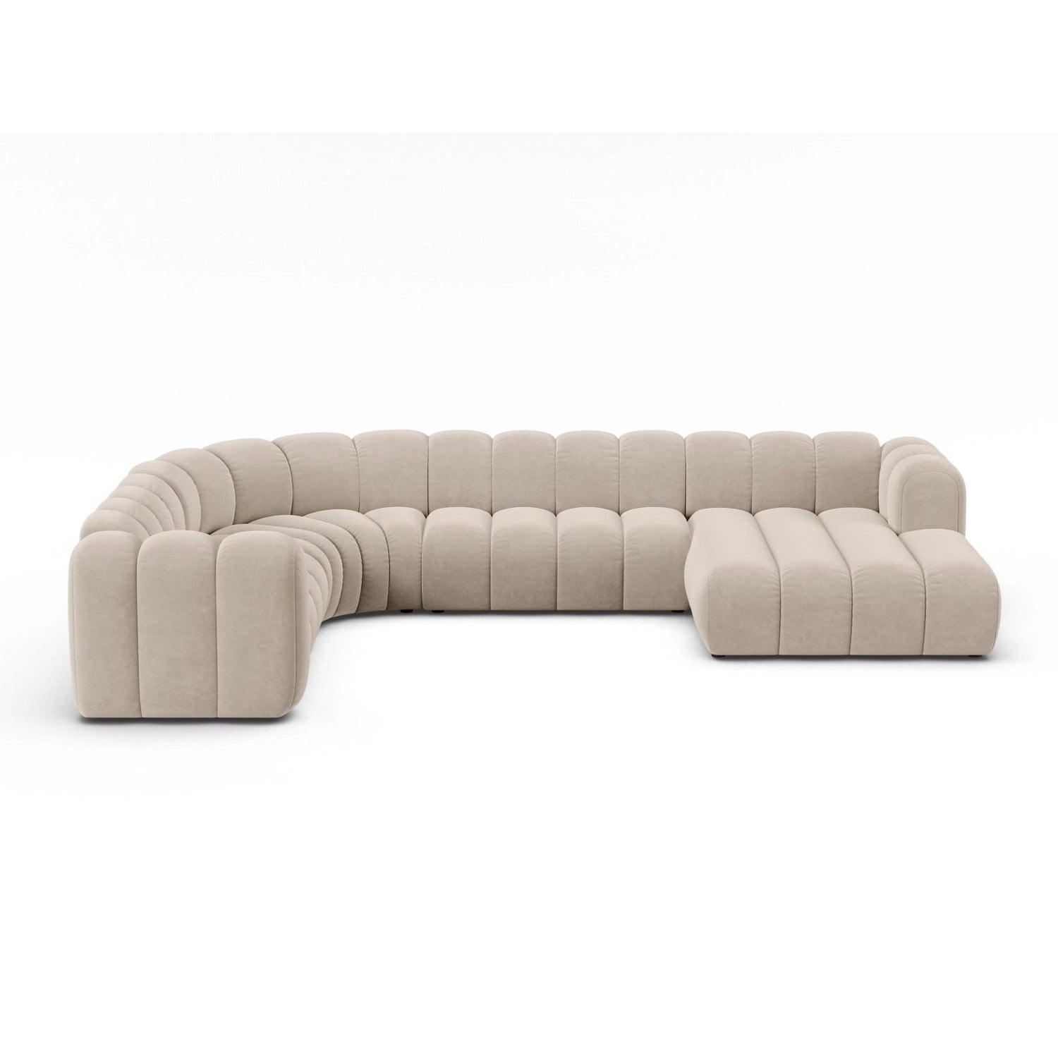Lupine Modulares 6-Sitzer Panoramasofa, Linke Seite, aus Samt in Beige (Salvador 1), 370x280 cm von Micadoni – Bild 1