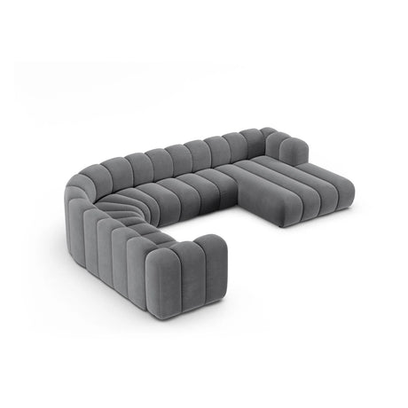 Lupine Modulares 6-Sitzer Panoramasofa, Linke Seite, aus Samt in Grau (Salvador 17), 370x280 cm von Micadoni – Bild 3