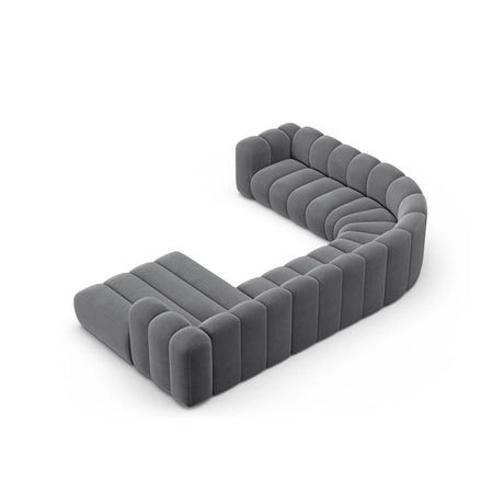 Lupine Modulares 6-Sitzer Panoramasofa, Linke Seite, aus Samt in Grau (Salvador 17), 370x280 cm von Micadoni – Bild 4