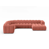 Lupine Modulares 6-Sitzer Panoramasofa, Linke Seite, aus Samt in Koralle (Salvador 12), 370x280 cm von Micadoni – Bild 1