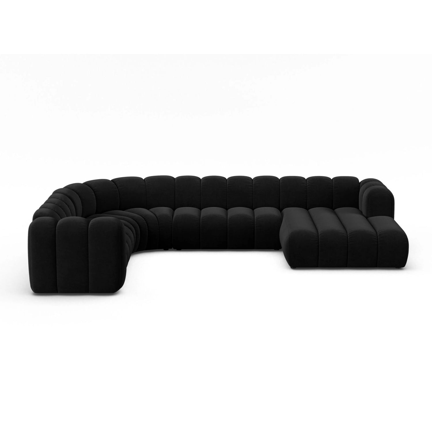 Lupine Modulares 6-Sitzer Panoramasofa, Linke Seite, aus Samt in Schwarz (Salvador 19), 370x280 cm von Micadoni – Bild 1