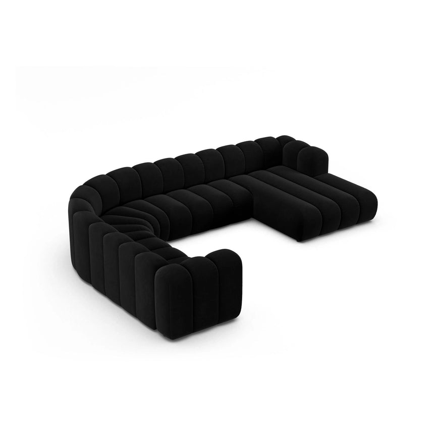 Lupine Modulares 6-Sitzer Panoramasofa, Linke Seite, aus Samt in Schwarz (Salvador 19), 370x280 cm von Micadoni – Bild 3