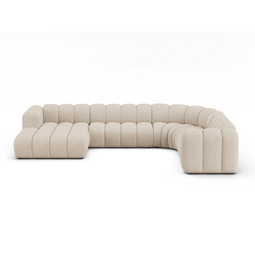 Lupine Modulares 6-Sitzer Panoramasofa, Rechte Seite, aus Boucle in Beige (Baloo 2074), 370x280 cm von Micadoni – Bild 1