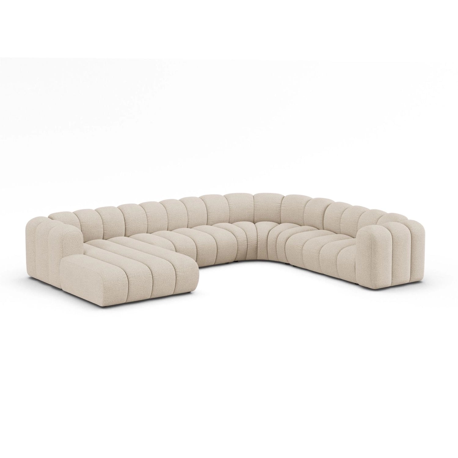 Lupine Modulares 6-Sitzer Panoramasofa, Rechte Seite, aus Boucle in Beige (Baloo 2074), 370x280 cm von Micadoni – Bild 2