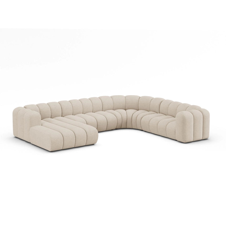 Lupine Modulares 6-Sitzer Panoramasofa, Rechte Seite, aus Boucle in Beige (Baloo 2074), 370x280 cm von Micadoni – Bild 2