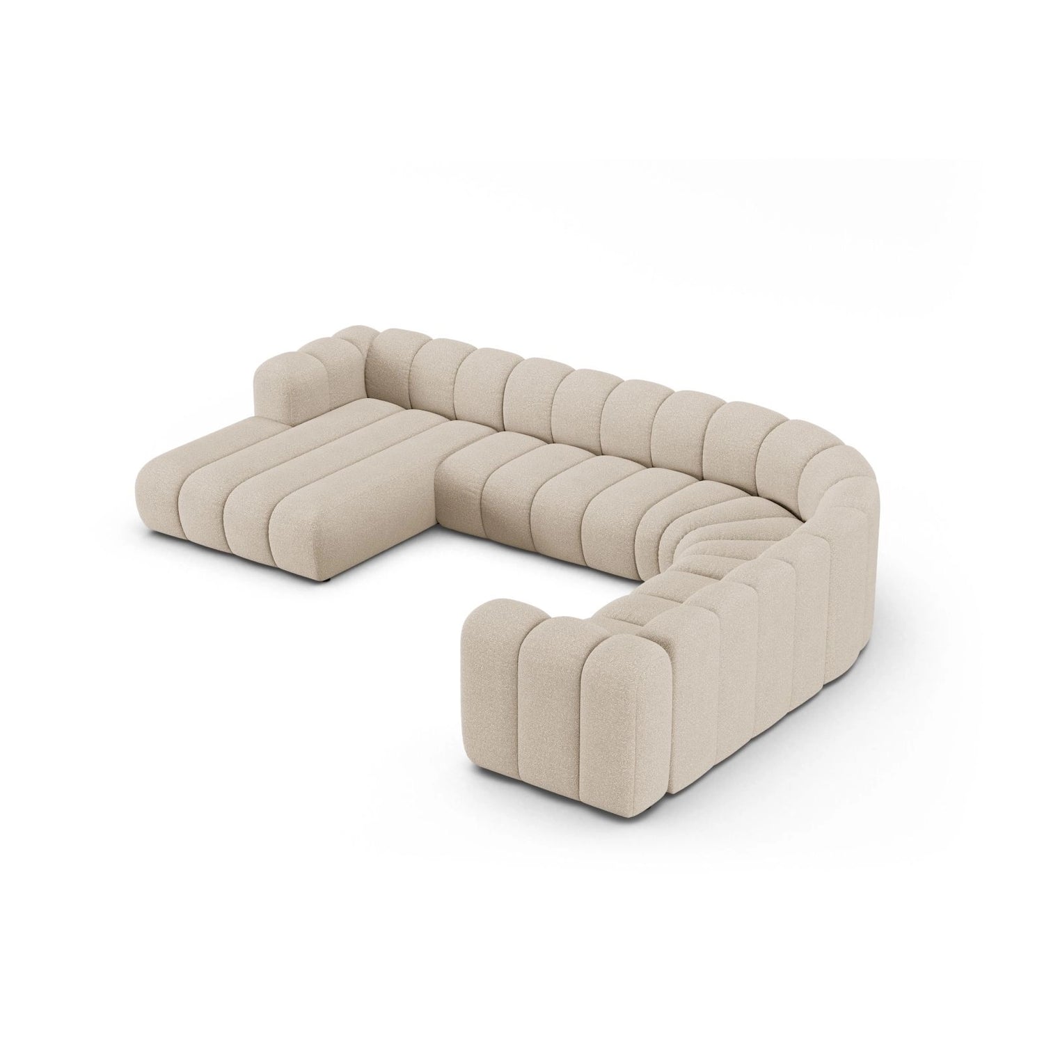 Lupine Modulares 6-Sitzer Panoramasofa, Rechte Seite, aus Boucle in Beige (Baloo 2074), 370x280 cm von Micadoni – Bild 3