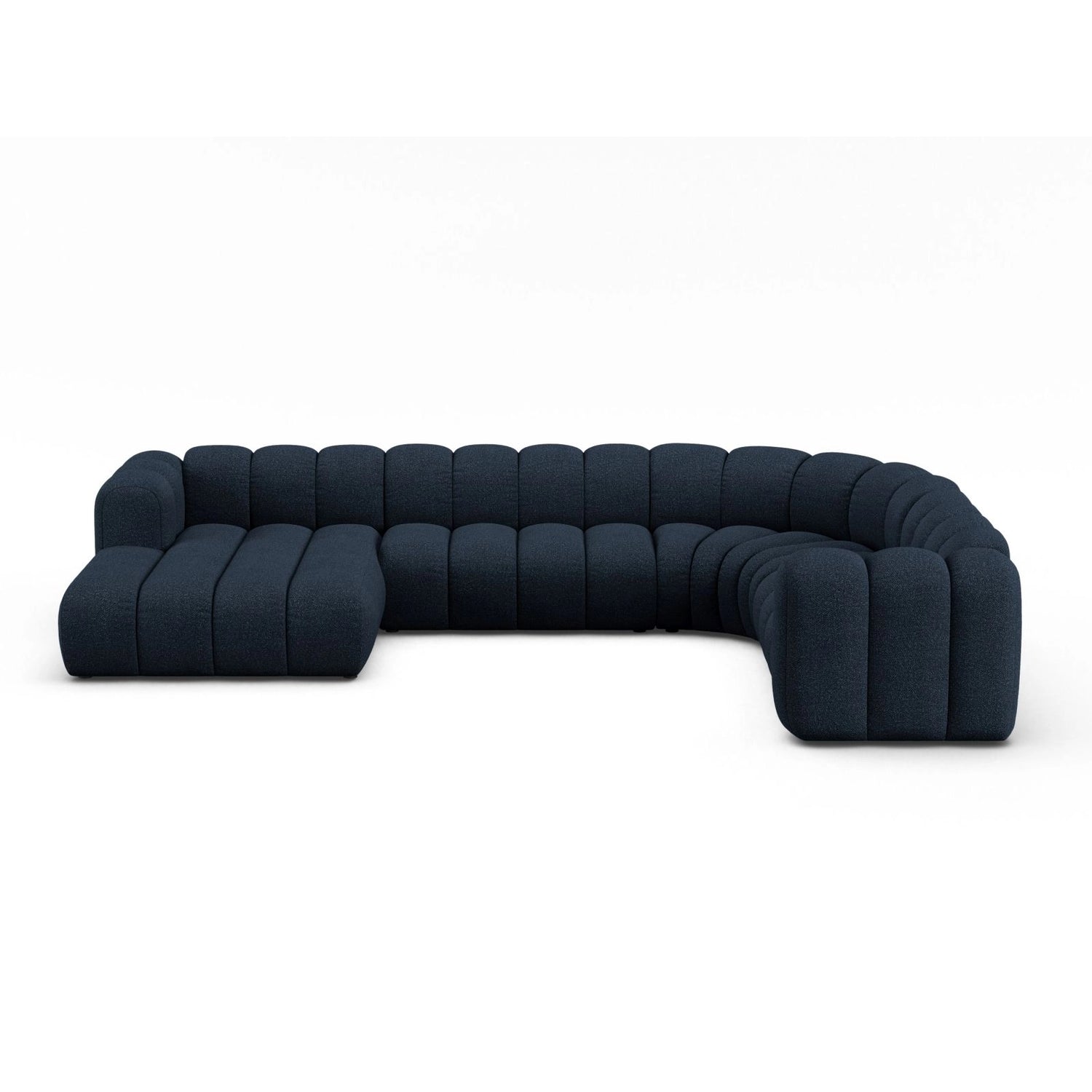 Lupine Modulares 6-Sitzer Panoramasofa, Rechte Seite, aus Boucle in Dunkelblau (Baloo 2088), 370x280 cm von Micadoni – Bild 1
