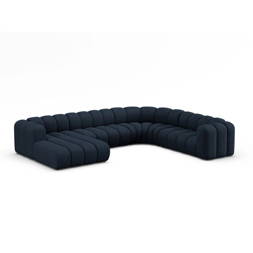 Lupine Modulares 6-Sitzer Panoramasofa, Rechte Seite, aus Boucle in Dunkelblau (Baloo 2088), 370x280 cm von Micadoni – Bild 2