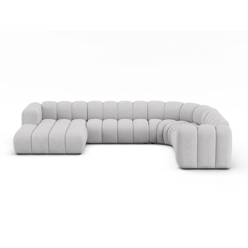 Lupine Modulares 6-Sitzer Panoramasofa, Rechte Seite, aus Boucle in Hellgrau (Baloo 2085), 370x280 cm von Micadoni – Bild 1