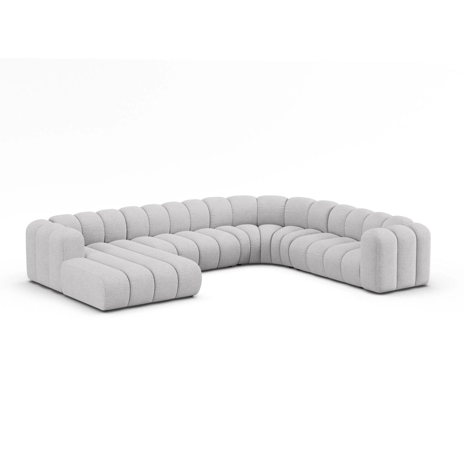 Lupine Modulares 6-Sitzer Panoramasofa, Rechte Seite, aus Boucle in Hellgrau (Baloo 2085), 370x280 cm von Micadoni – Bild 2