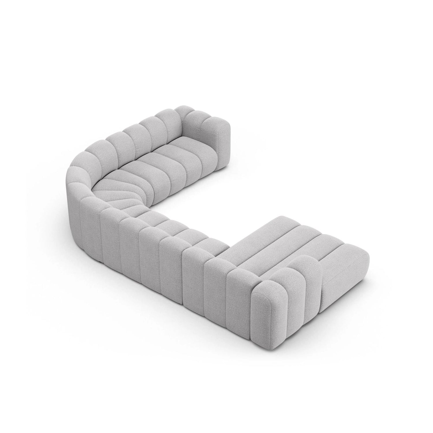 Lupine Modulares 6-Sitzer Panoramasofa, Rechte Seite, aus Boucle in Hellgrau (Baloo 2085), 370x280 cm von Micadoni – Bild 4