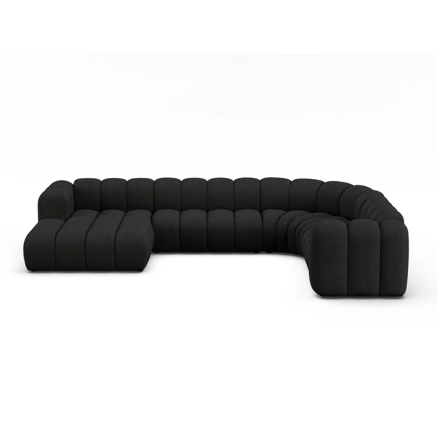 Lupine Modulares 6-Sitzer Panoramasofa, Rechte Seite, aus Boucle in Schwarz (Baloo 2082), 370x280 cm von Micadoni – Bild 1