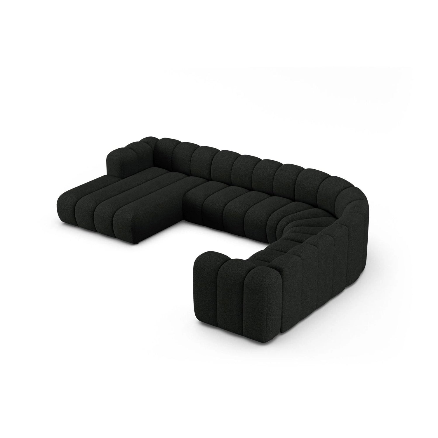 Lupine Modulares 6-Sitzer Panoramasofa, Rechte Seite, aus Boucle in Schwarz (Baloo 2082), 370x280 cm von Micadoni – Bild 3