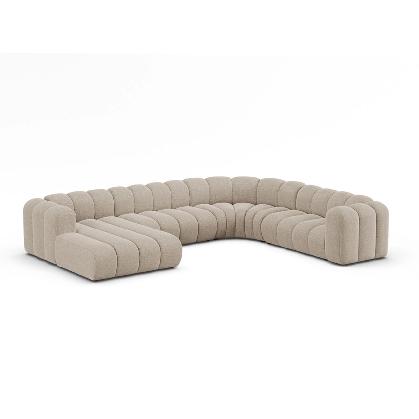 Lupine Modulares 6-Sitzer Panoramasofa, Rechte Seite, aus Chenille in Dunkelbeige (Eden 4 Beige), 370x280 cm von Micadoni – Bild 2