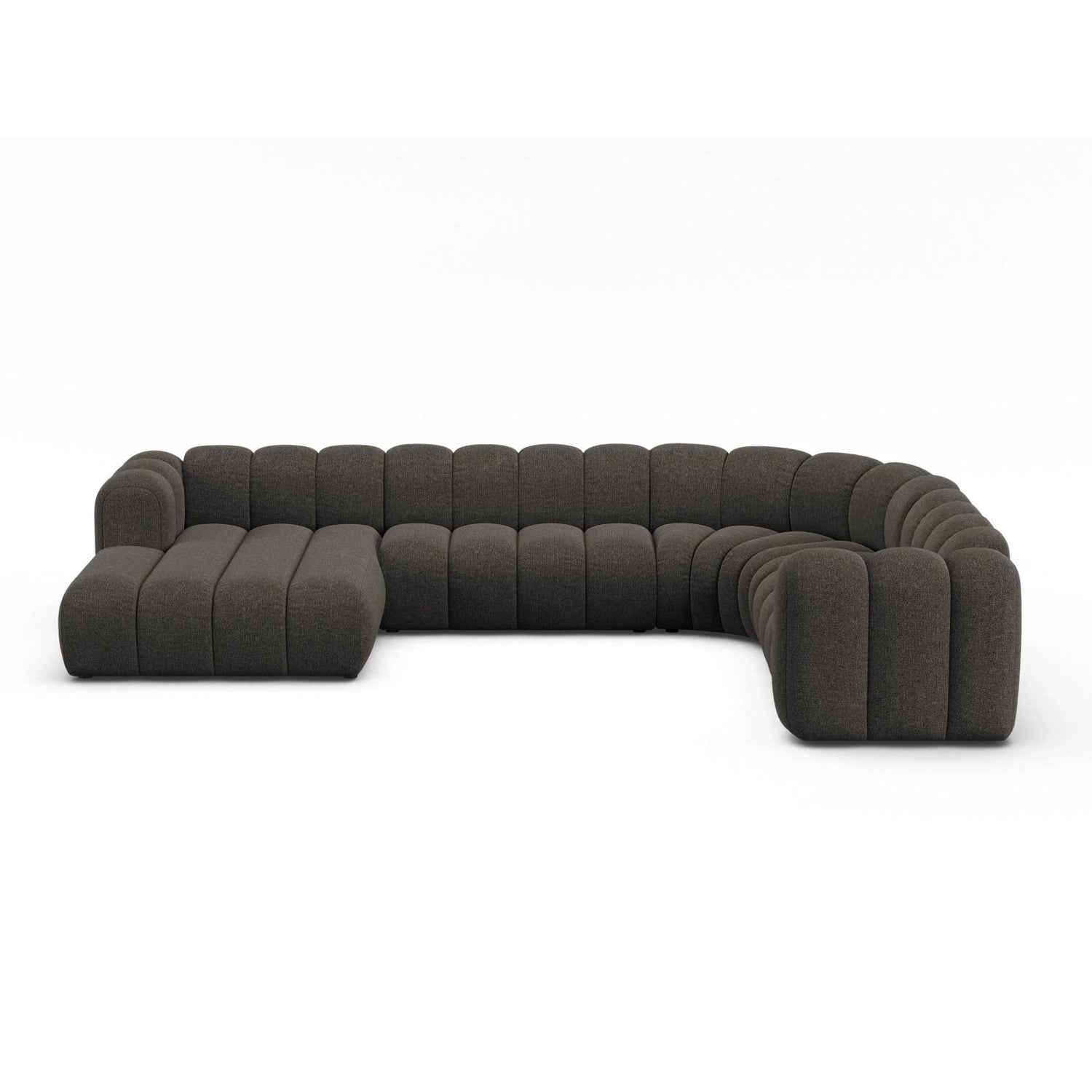Lupine Modulares 6-Sitzer Panoramasofa, Rechte Seite, aus Chenille in Dunkelgrau (Eden 20 Graphite), 370x280 cm von Micadoni – Bild 1