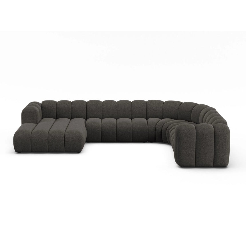 Lupine Modulares 6-Sitzer Panoramasofa, Rechte Seite, aus Chenille in Dunkelgrau (Eden 20 Graphite), 370x280 cm von Micadoni – Bild 1