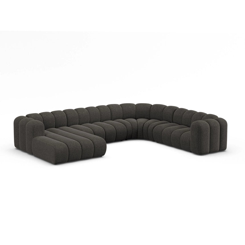 Lupine Modulares 6-Sitzer Panoramasofa, Rechte Seite, aus Chenille in Dunkelgrau (Eden 20 Graphite), 370x280 cm von Micadoni – Bild 2