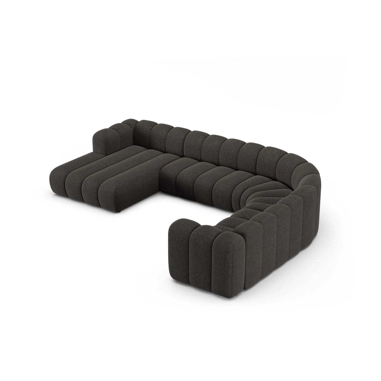 Lupine Modulares 6-Sitzer Panoramasofa, Rechte Seite, aus Chenille in Dunkelgrau (Eden 20 Graphite), 370x280 cm von Micadoni – Bild 3