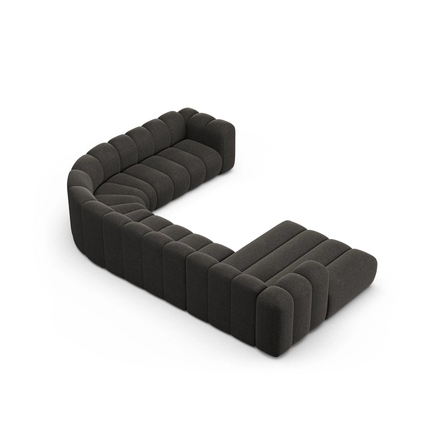 Lupine Modulares 6-Sitzer Panoramasofa, Rechte Seite, aus Chenille in Dunkelgrau (Eden 20 Graphite), 370x280 cm von Micadoni – Bild 4