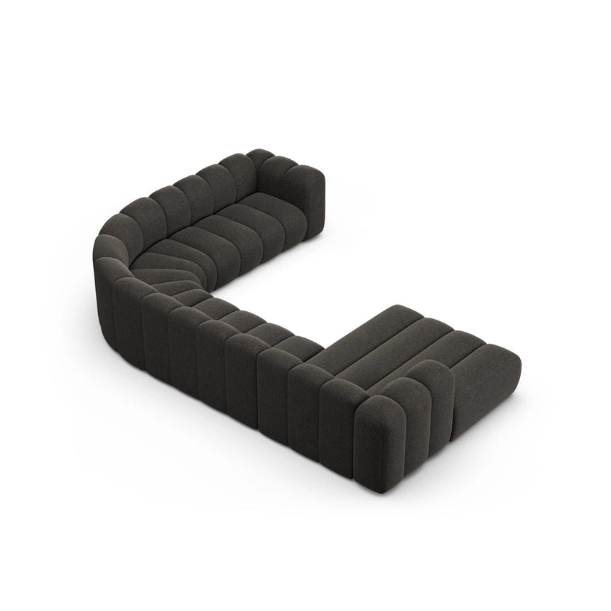 Lupine Modulares 6-Sitzer Panoramasofa, Rechte Seite, aus Chenille in Dunkelgrau (Eden 20 Graphite), 370x280 cm von Micadoni – Bild 4