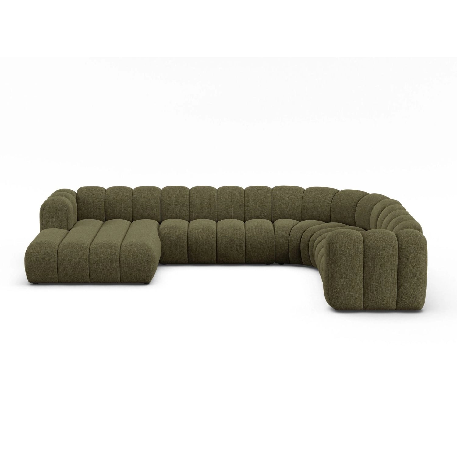 Lupine Modulares 6-Sitzer Panoramasofa, Rechte Seite, aus Chenille in Grün (Eden 12 Olive), 370x280 cm von Micadoni – Bild 1